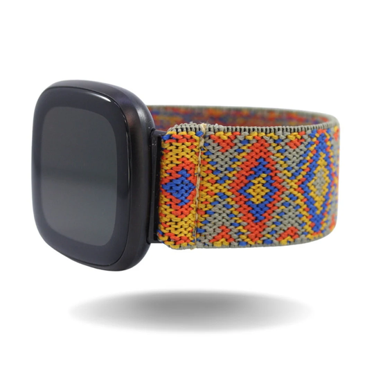 Elastic Fitbit Sense/Versa 3 Watch Band | Fits & Orange Blue Yellow Sand Boho Handmade Comfy Stretchy Custom