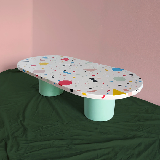 Customisable Terrazzo Table - Terrazzo Coffee Table Oval Low Side
