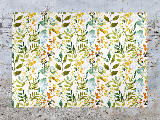 Boho Spring Chair Mat, Green Vinyl Floor White Protective Floral Splat Area Rug, Comfort Splash Mat