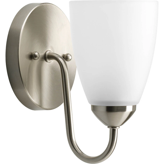 Gather Collection 1-Light Brushed Nickel Etched Glass Traditional Bath Vanity Light
