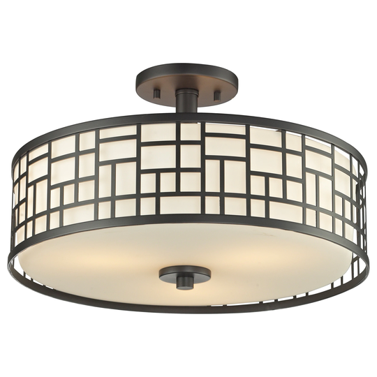 Avery Home Lighting Elea 3-light Bronze Semi-flush Ceiling Mount with Matte Opal Glass