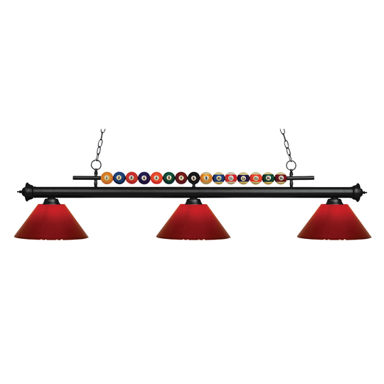Avery Home Lighting Shark 3-light Island/Billiard Red-finished Light - Matte Black