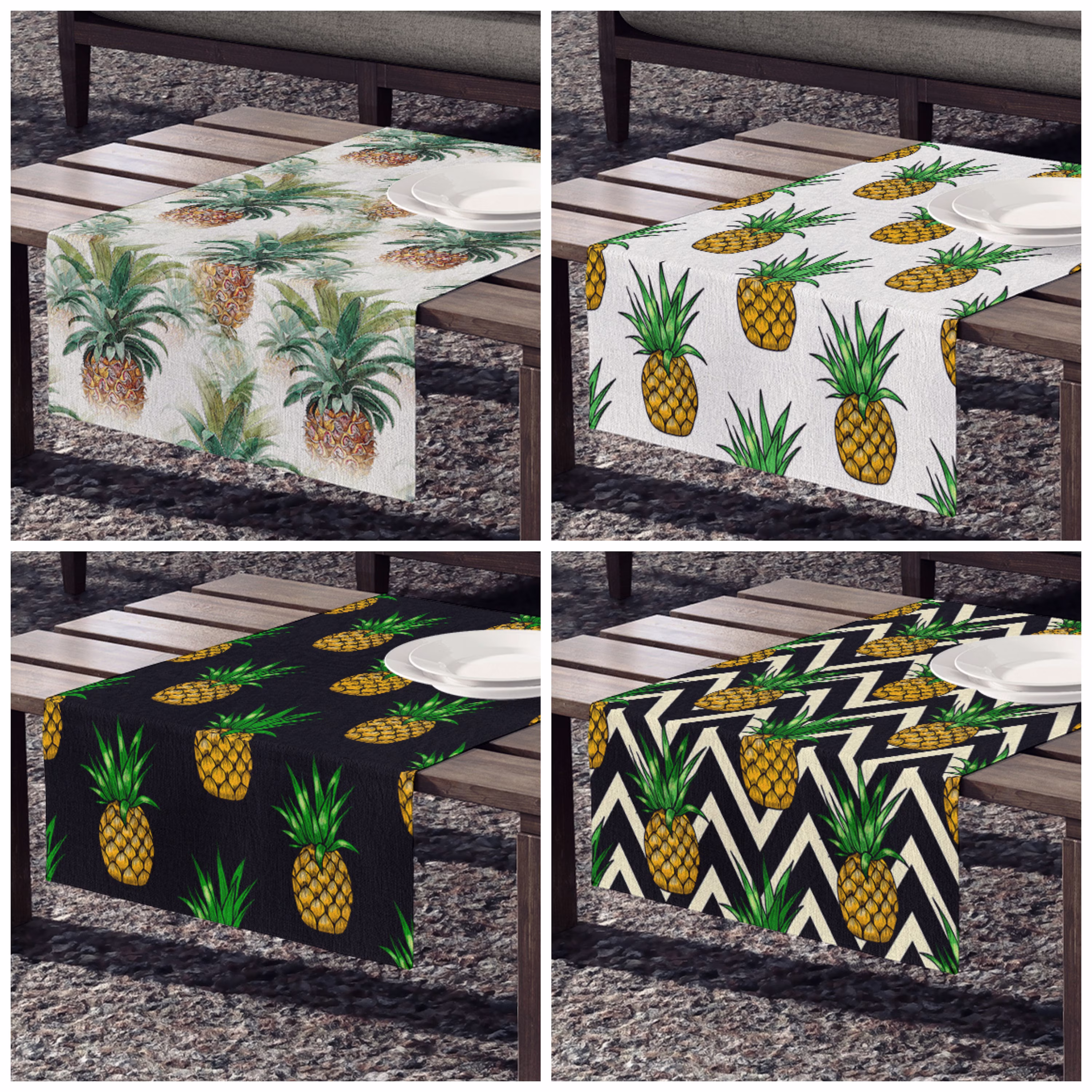 Pineapple Table Runner, Tropical Table Decor, Fruit Beach House Decor, Kitchen Palm Spring Runner