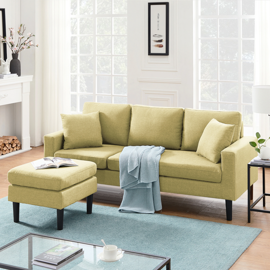 72" Sectional Sofa with Reversible Chaise 2 Pillows, Available in various colors, Removable seat & back cover