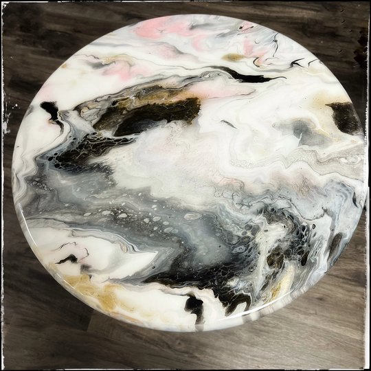 Epoxy Resin Coffee Table. Round Wood Side Table, End Handmade Furniture, Plant Stand, Sunroom Decor, Wall Art