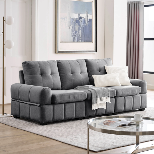 93" Modern Tufted living room sofa with Storage Space, Futon Sofa with Removable Cushions for Apartment, Dorm, Reception