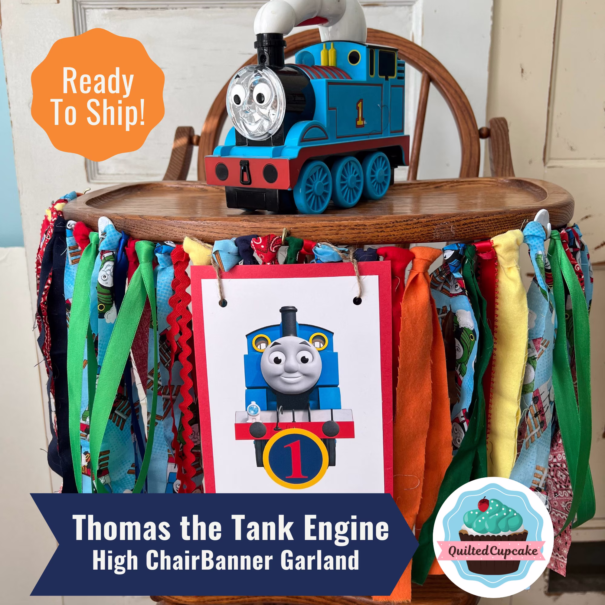 Thomas The Tank Engine Chair Banner. High Decoration, Smash Cake Birthday Party Train Banner/ Ready To Ship Now