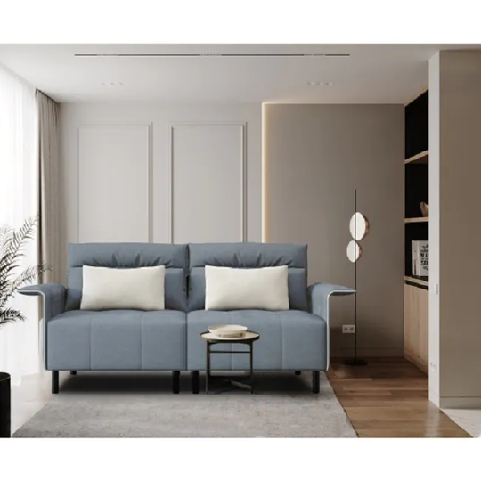 Sofa Couch, Suede Mid-Century Tufted Love Seat for Living Room(LIGHT GREY)