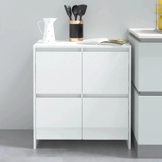 Sideboard High Gloss White 27.6"x16.1"x29.5" Engineered Wood