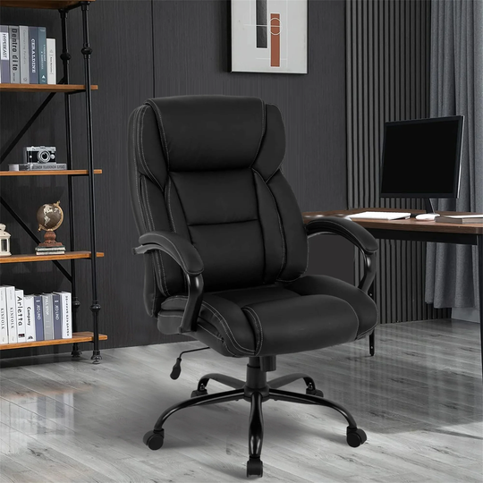 Black PU Leather Adjustable Height Ergonomic Office Chair