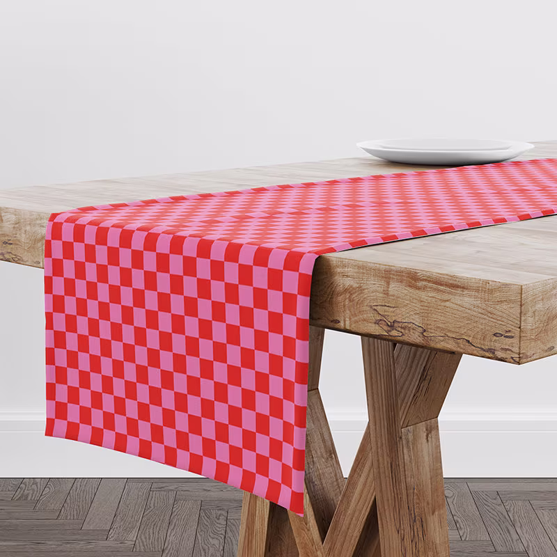 Table Runner Red & Pink Plaid | Unique Design Decor High Quality Textile & Print Made in Eu