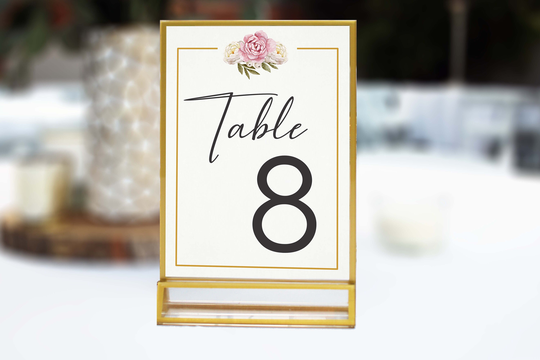 Wedding Table Sign With Gold Stand Numbers Trim Acrylic Number Gtn-1