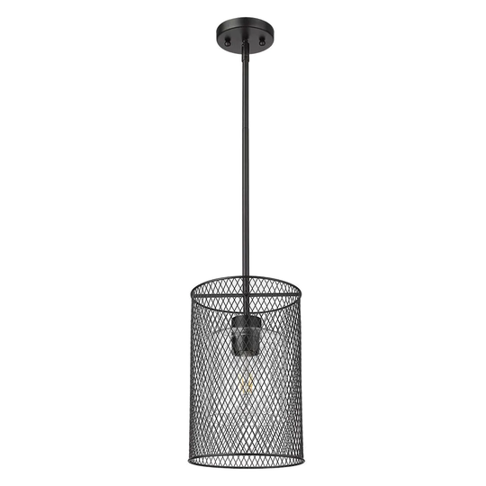 Vivio Lighting Salerno 1-Bulb Mesh Cylinder Pendant Light Black