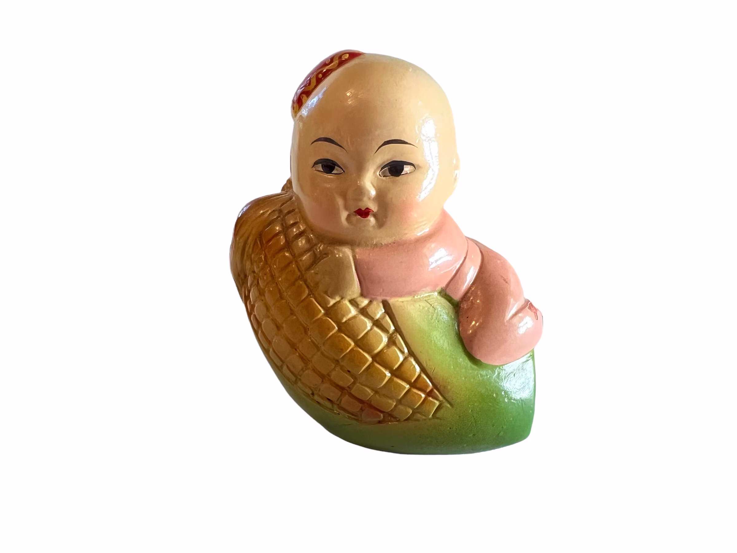 Vintage Baby Pencil Sharpener~ Girl On Corn~ Mint Condition~ Veggie Garden Office Decor