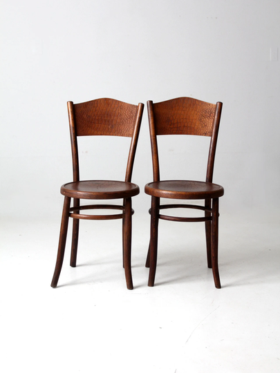 Fischel Bentwood Bistro Chair Pair Circa 1920S
