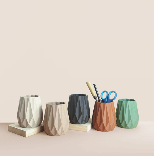 3D Pencil Pot in Recycled Wood Fibers, Accessories For The Office, Storage & Decoration, Scandinavian Design, Gift Home