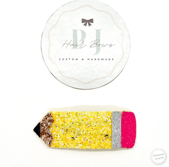 Back To School Set Of Two Pencil Snaps Clips ~ Snap Glitter Clip