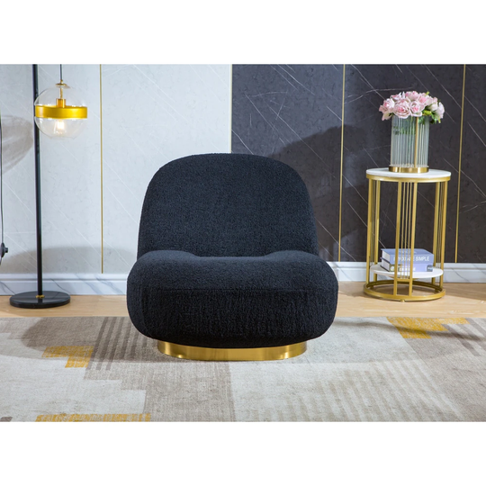 Swivel Barrel Chair with Gold Finish Stainless Steel Base