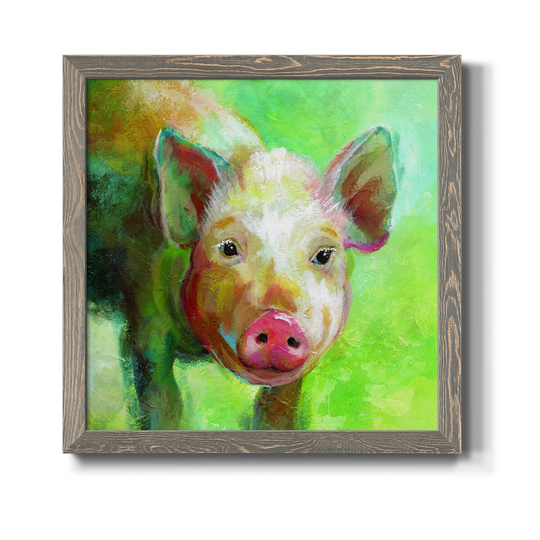 Colorful Quirky Pig-Premium Framed Canvas - Ready to Hang