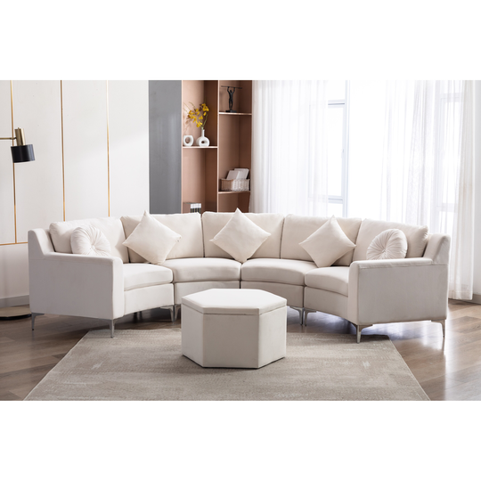 136'' Velvet sofa Sectional U Shaped 4 Seater Symmetrical Modular Curve Sofas