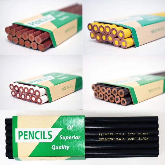 Belmont Tailoring Pencils - Red, Black, White, Yellow Made in Usa