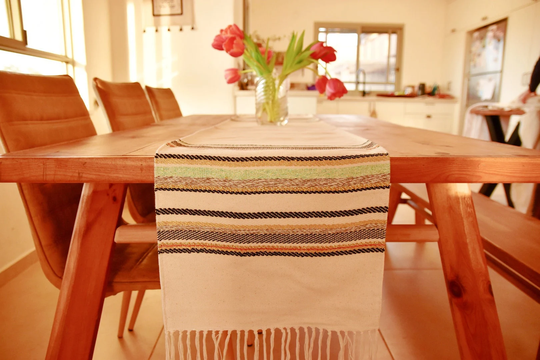 Table Runner, Farmhouse Decor, Boho Handmade Cloth Cotton Woven Hostess Gift