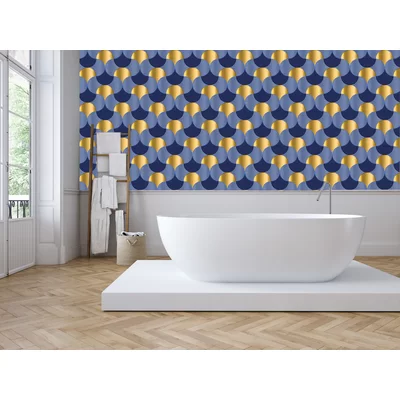 Gorby Retro Vibes Water Waves 10' L x 24" W Peel and Stick Wallpaper Roll