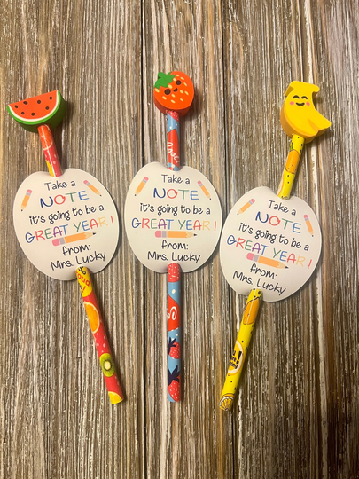 Personalized Tag With Pencil & Eraser, Back To School Gift, Student Gift Pencil, Cute Pencils, Classroom
