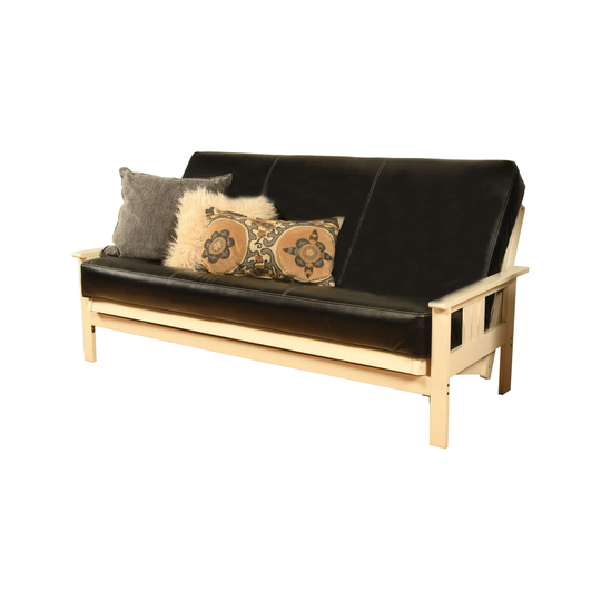 Somette Monterey Sofa in Antique White Finish with Removable Faux Leather Mattress Cover