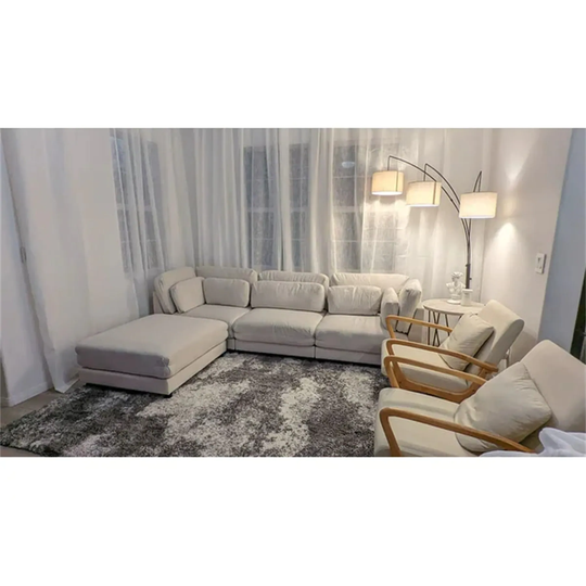 L-Shaped Sofa Sectional Couch & Chaise & Removable Ottoman & Pillow