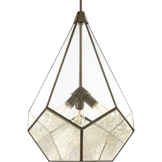 Progress Lighting Cinq Bronze-finished Steel/Mirrored Glass Three-light Indoor Pendant Fixture