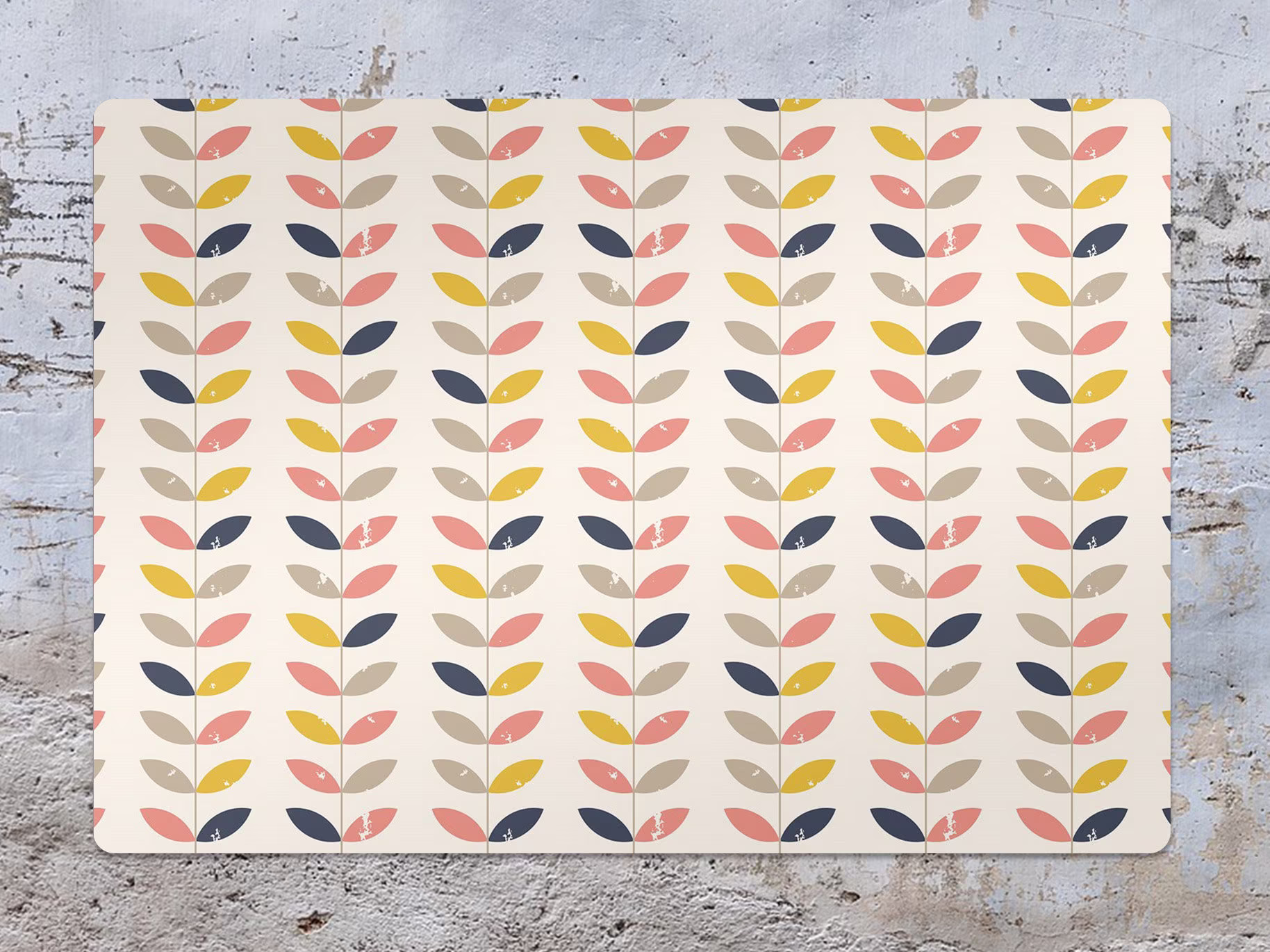 Twigs Chair Mat, Pink Splat Yellow Vinyl Floor Leaves Protective Office Room Rug, Housewarming Gift, Splash Mat