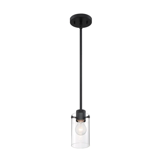 Sommerset 1-Light Mini Pendant Fixture - Matte Black Finish with Clear Glass - Matte Black - Matte Black