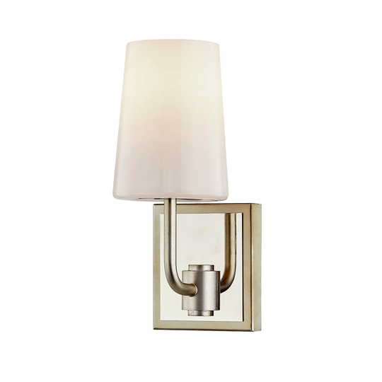 Simone Silver Leaf Polished Nickel Vanity Light with Opal Glass Shades