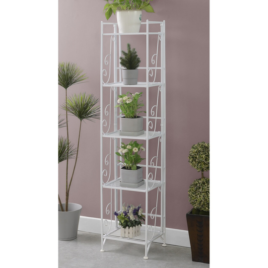 Porch & Den Ferdinand 5 Tier Folding Scroll Metal Shelf