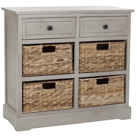 SAFAVIEH Cape Cod 6-Drawer Grey Side Storage Table - 29.9" x 13" x 27.6"