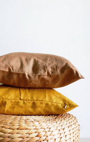 Sale Mustard Linen Pillow Covers, Sofa Throw Pillows, Handmade Cushion Covers, Square Cushions 16"x16" 18"x18" 26"x26"