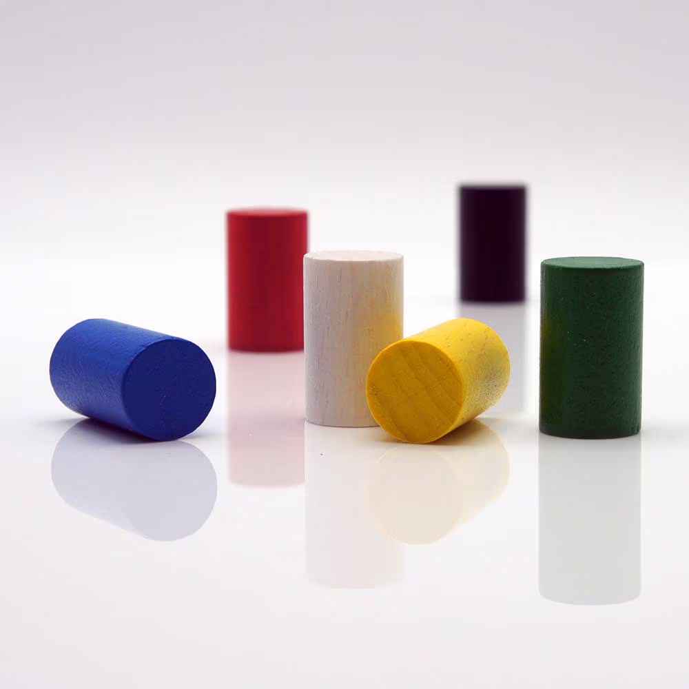 Big Cylinder 15x25mm [14 Colors Options] 19/32 Inches Wooden Token To Board Games/Pnp