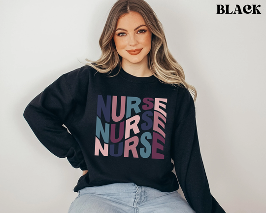 Colorful Nurse Pullover Sweatshirt, Cute Registered Crew Neck Gift For Er Nurse, Shirt Icu