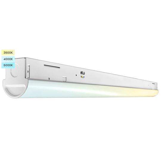 Luxrite 3FT Slim LED Shop Light, 25W, 3450 Lumens, 3 Color Selectable 3500K-5000K, 0-10V Dimmable, Damp Rated UL Listed