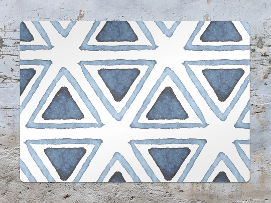 Navy Triangles Chair Mat, Blue Splat White Vinyl Floor Geometric Protective Pad, Decorative Gift Idea, Splash Mat