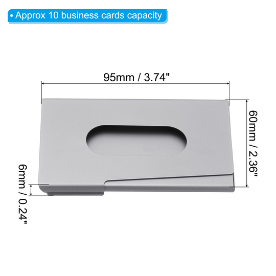 2Pcs 3.7x2.3x0.2 Inch Business Card Holder Alloy Name Cards Case - Grey