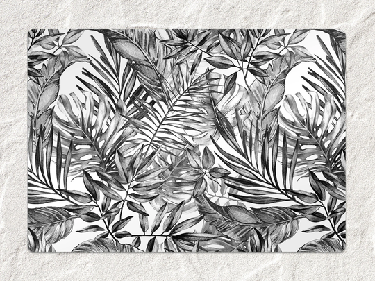 Black Monstera Chair Mat, Splat White Vinyl Floor Geometric Protective Office Decor, Flooring, Comfort Mat