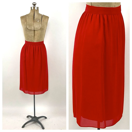 80S Red Pencil Skirt Academia Vintage Dress