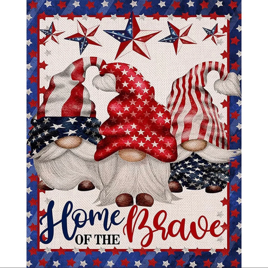 Us Seller. 40x50cm Patriotic USA Flag, Brave Gnomes, 4Th Of July Diamond Painting Kit. Round Drills, Full Drill. Fast S&h