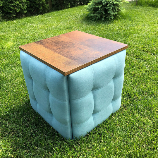 Pouf Transformer Of Four Velour Chairs & A Table