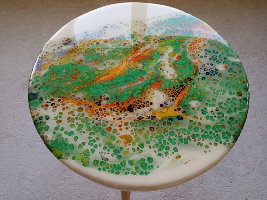 Wood Round Bedside Resin Coffee Table, Small Naturel Modern Epoxy Unique End Side Sofa Low Wooden Bedroom Abstract Art Rustic Table