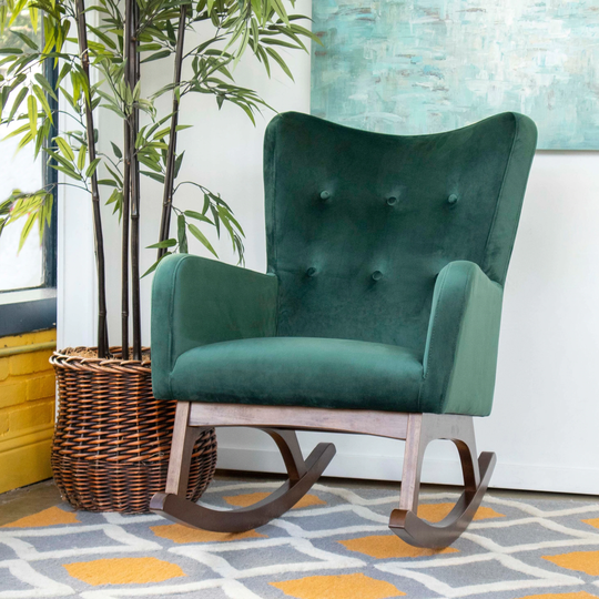 Cara Best Rocking Lounge Chair for Modern Livingroom and Bedrooms in Green - 36.5" x 26" x 36"