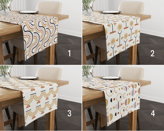 Mid Century Modern Table Runner, Abstract Kitchen Sun & Rainbow Tablecloth, Decor, Housewarming Gift, Linens