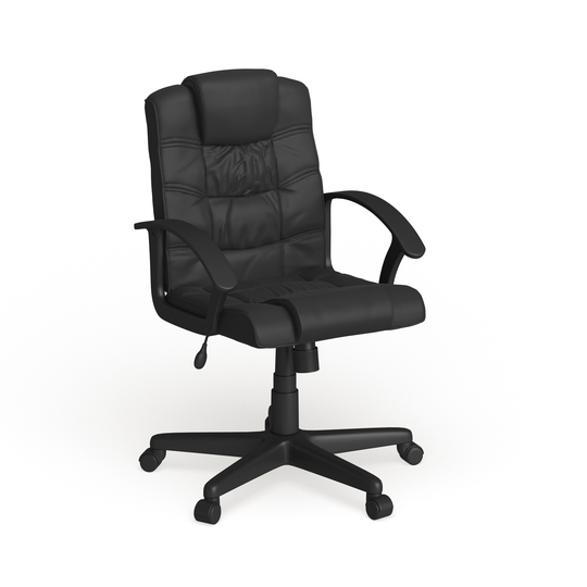 Mid-Back LeatherSoft Ripple &Accent Stitch Upholstered Swivel Office Chair